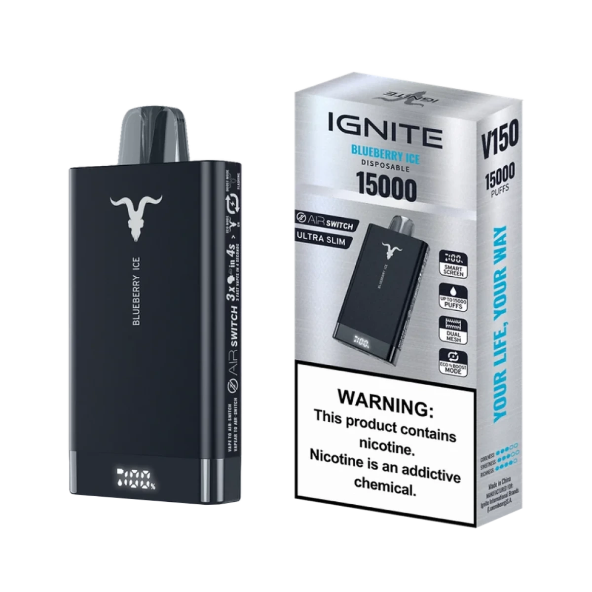 Ignite BLUEBERRY ICE Vape v150, package photo